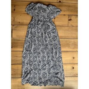Yidarton Women's Strapless Dark Navy/White Maxi Dress. Floral. Small??